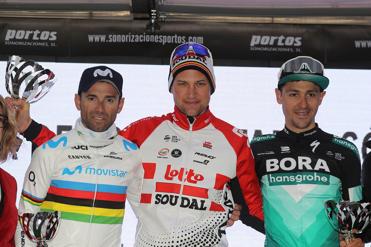 Il podio del Trofeo de Tramuntana, terza prova della Challenge Mallorca 2019 vinta da Tim Wellens