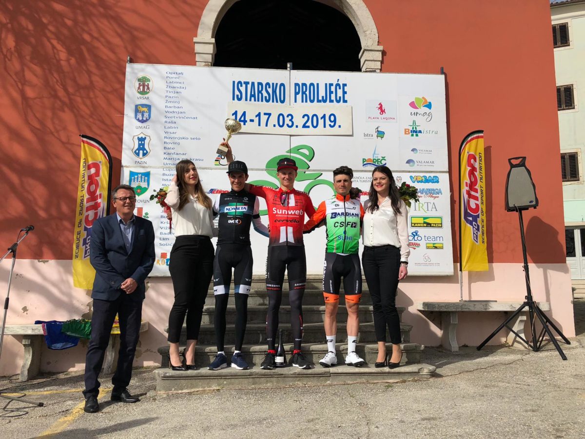 Il podio della seconda tappa dell'Istrian Spring Trophy 2019