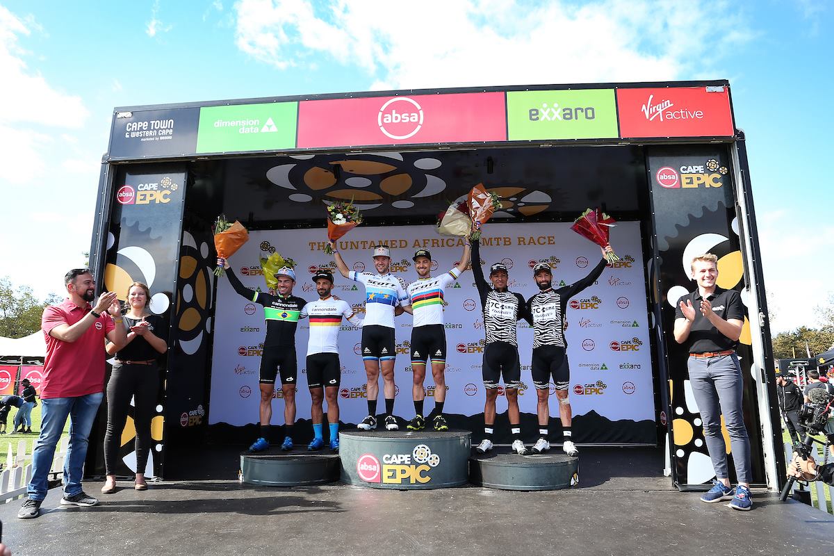 Il podio della quarta tappa della Cape Epic