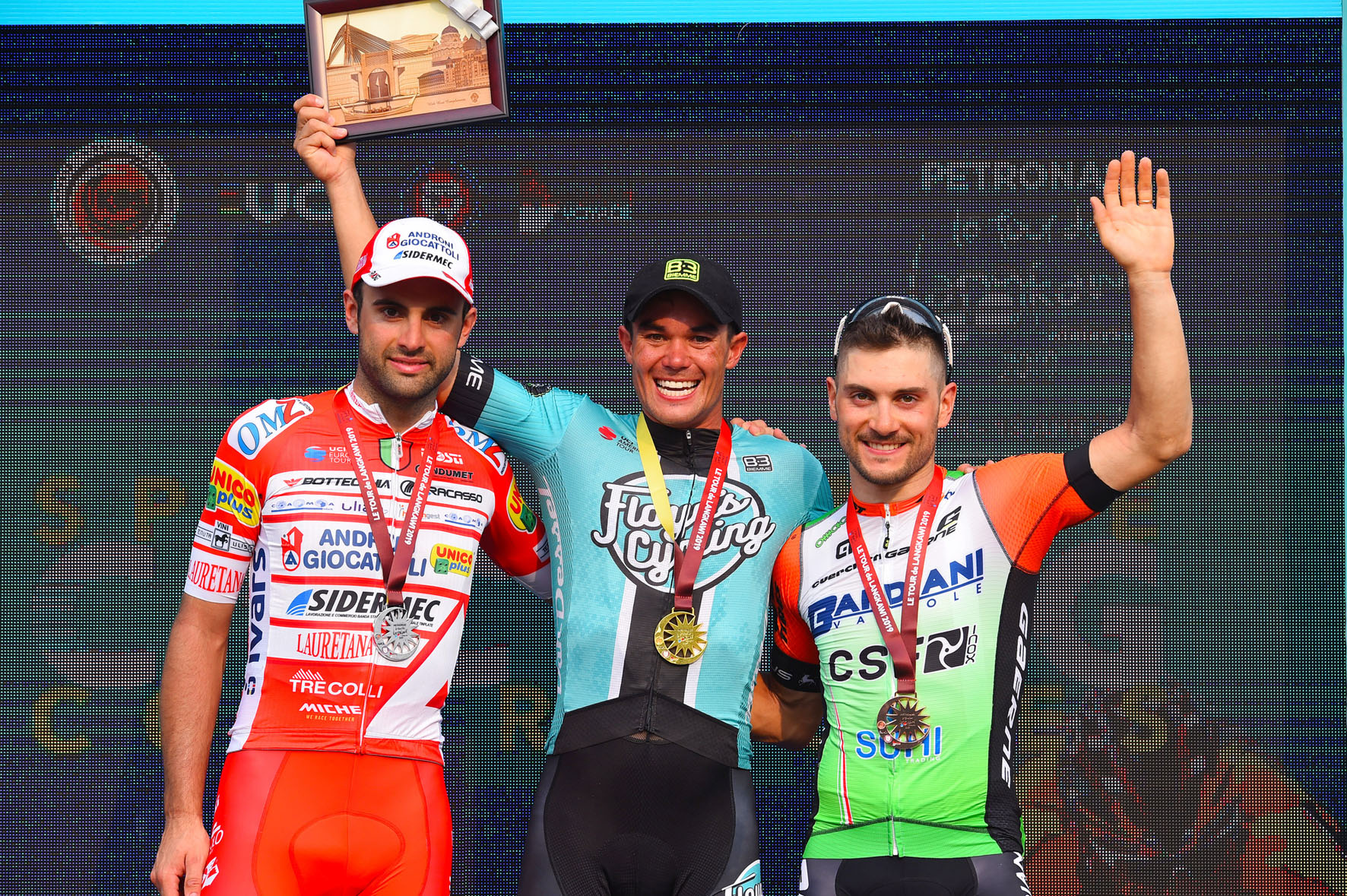 Il podio della terza tappa del Tour De Langkawi 2019 (foto BettiniPhoto)