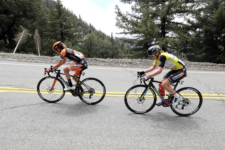 Katie Hall e Anna van der Breggen in azione nella seconda tappa del Tour of California (foto Getty Images)