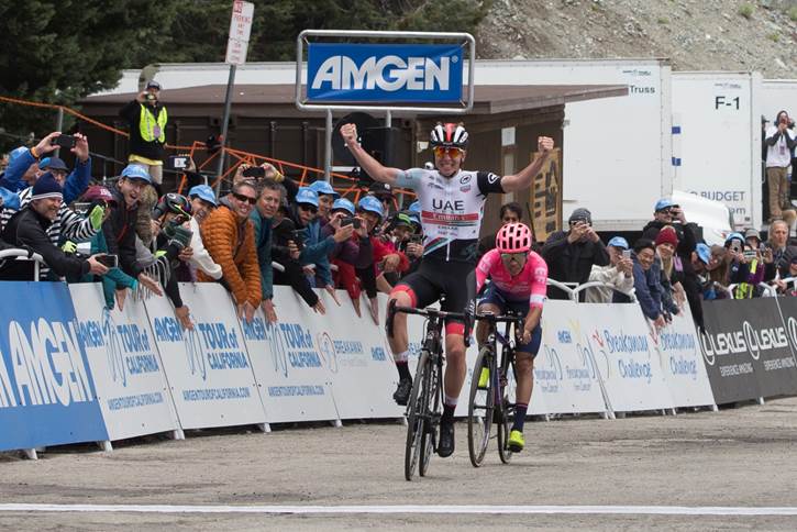 Tadej Pogacar vince la sesta tappa del Tour of California (foto Jim Safford)