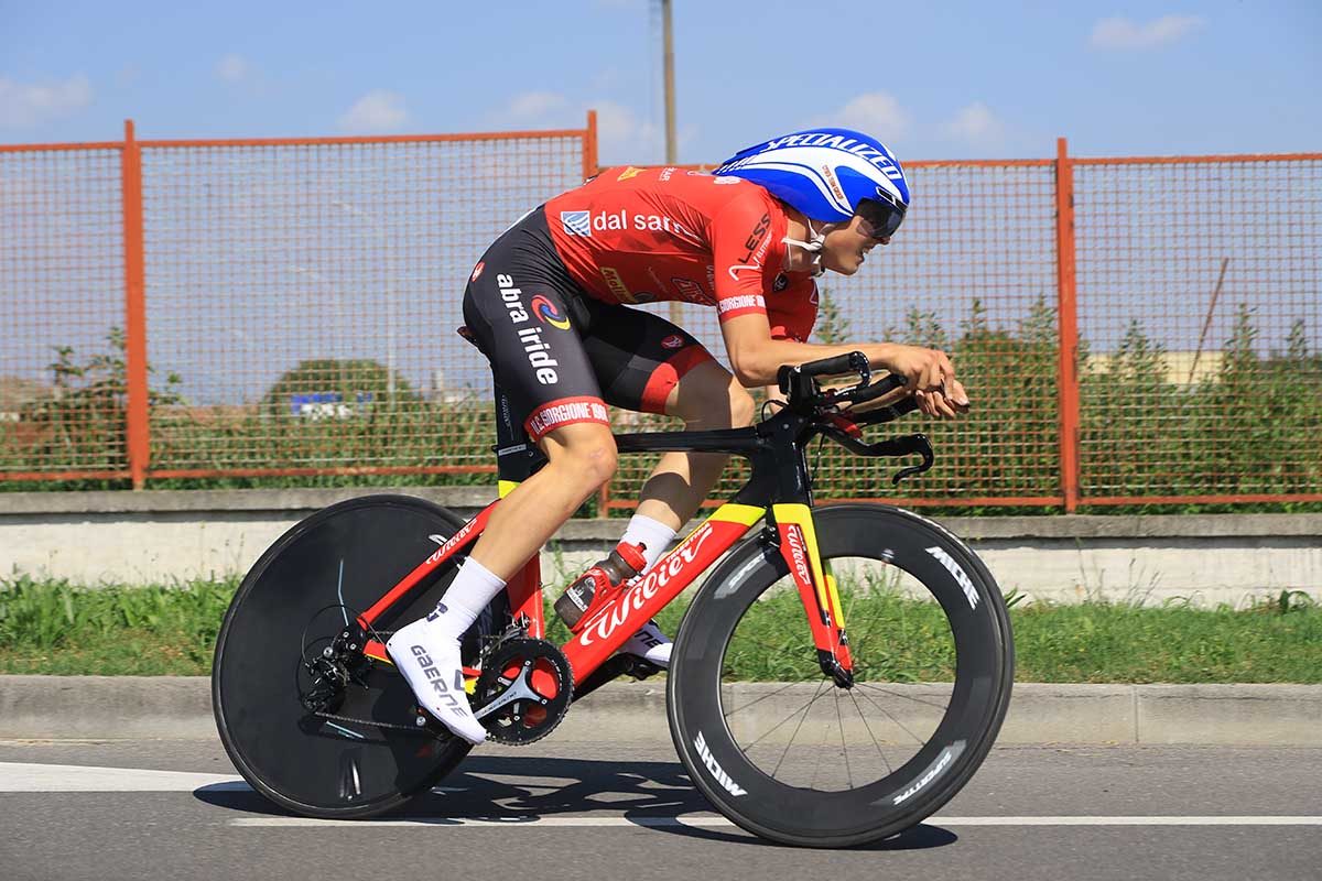 Riccardo Carretta in azione nella cronometro di Ospitaletto (foto Fabiano Ghilardi)