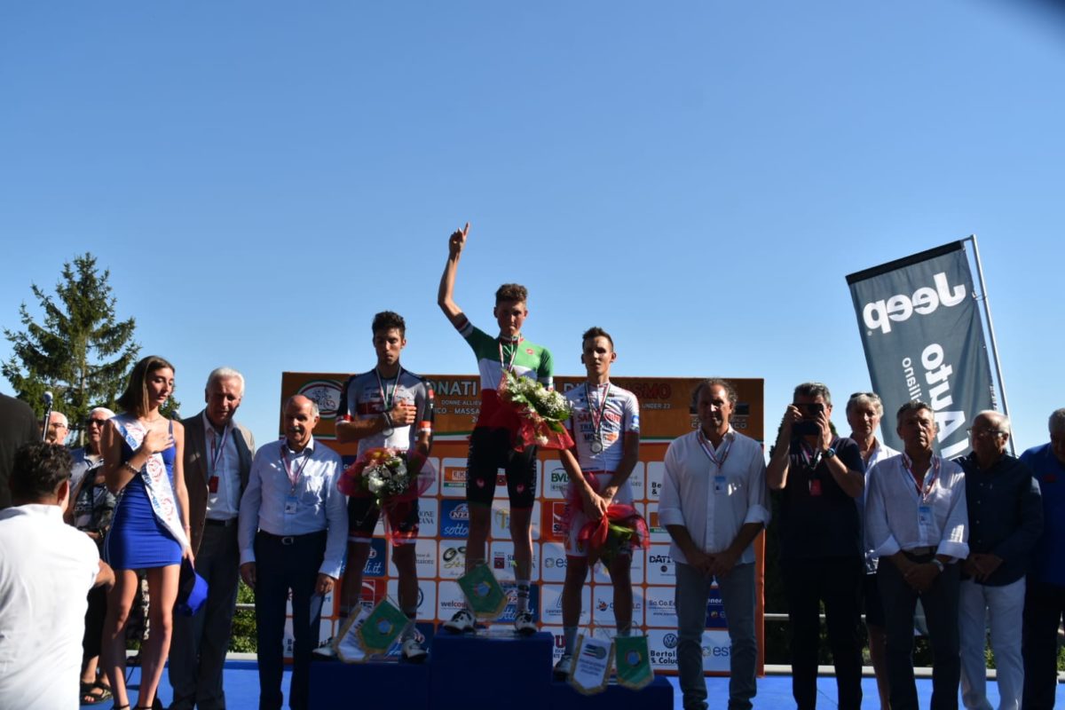 Il podio del Campionato Italiano Under 23 2019 vinto da Marco Frigo