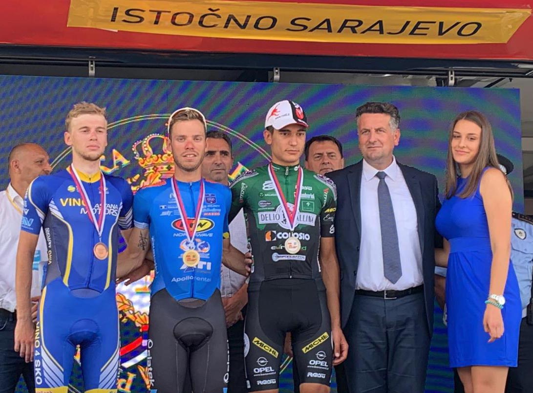 Il podio della prima tappa del Tour de Serbia