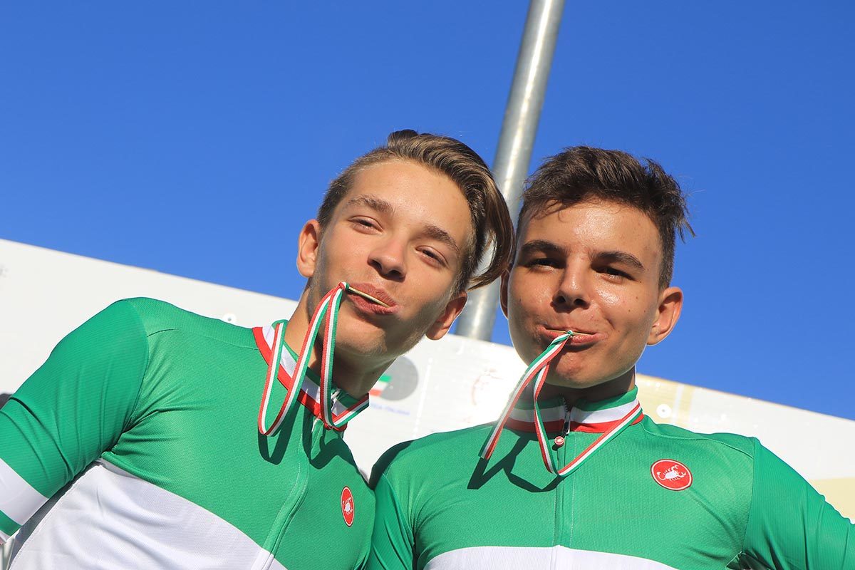 Milo Marcolli e Matteo Fiorin campioni italiani della Velocità a squadre Esordienti (foto Fabiano Ghilardi)