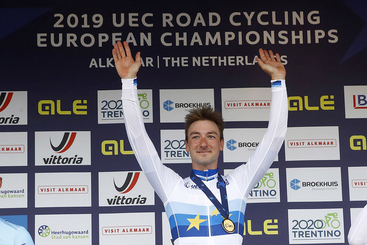 Elia Viviani campione europeo su strada ad Alkmaar (foto BettiniPhoto)