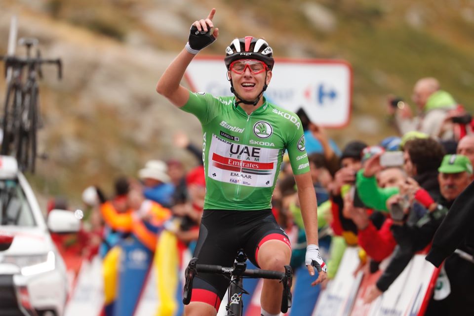 Tadej Pogacar vince la ventesima tappa della Vuelta a Espana (foto Unipublic / Photogomez Sport)