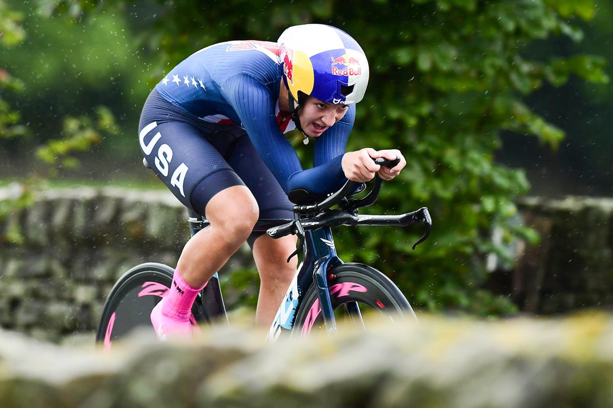 Chloé Dygert Owen in azione al Campionato del Mondo Donne Elite a cronometro 2019 (foto SWpix)