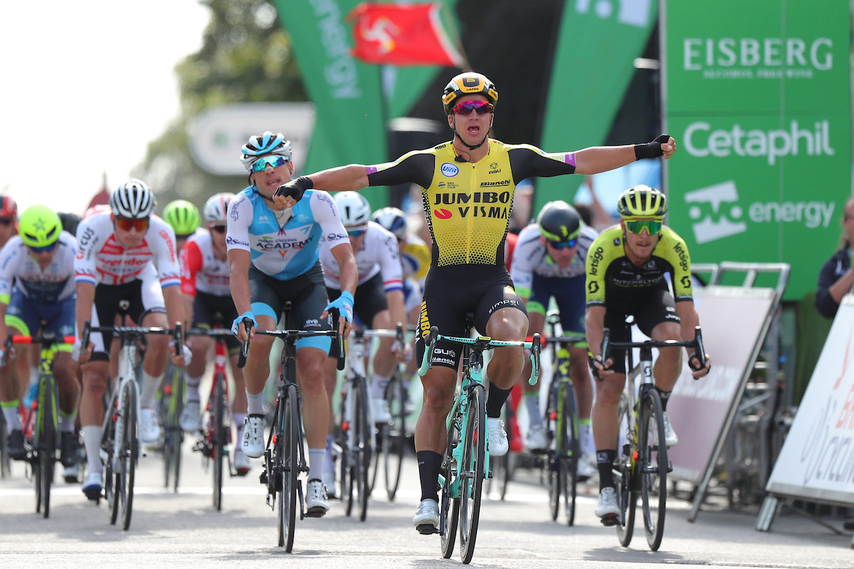 Dylan Groenewegen vince la prima tappa dell'OVO Energy Tour of Britain 2019 (foto SWPix)