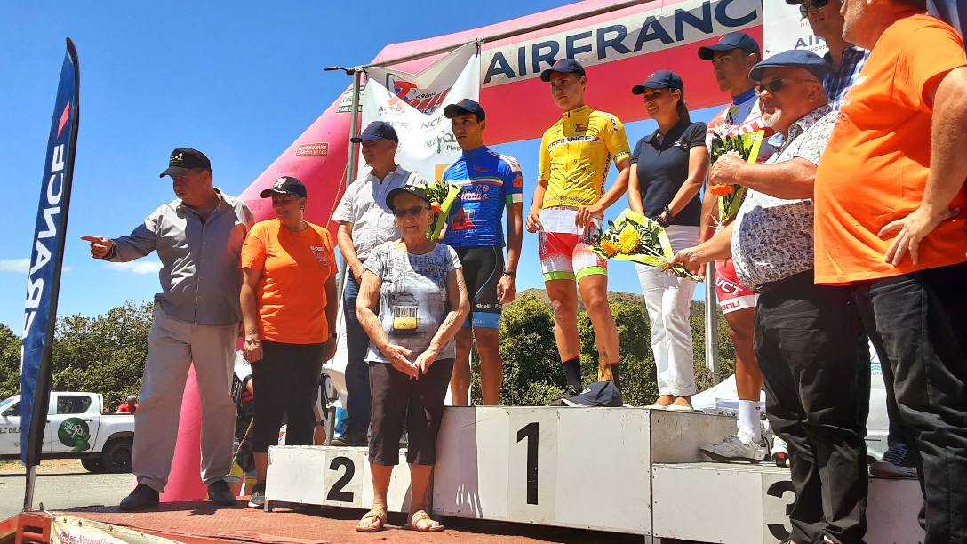 Il podio della seconda tappa del Giro della Nuova Caledonia