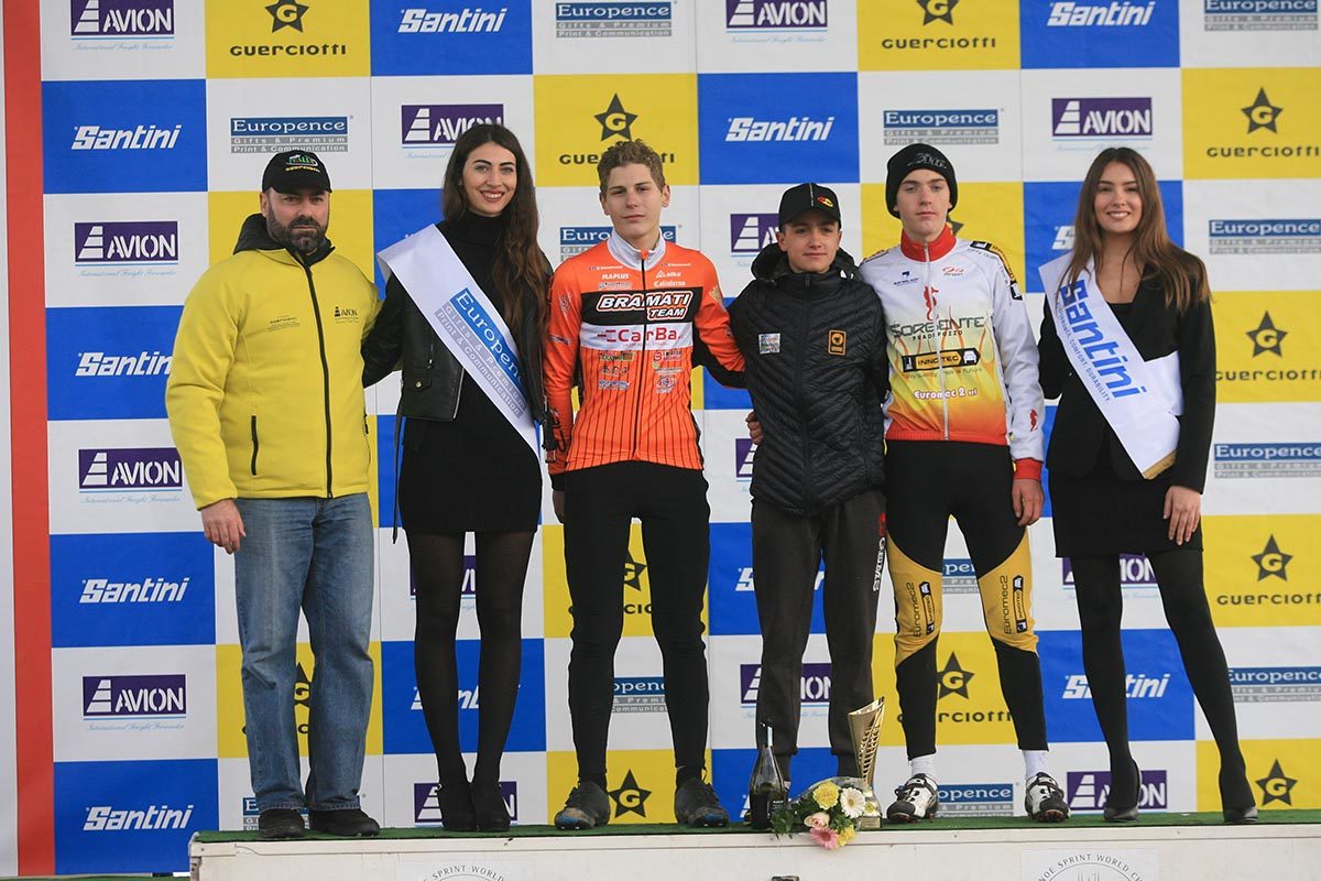 Il podio della gara Allievi 1° anno del Gp Guerciotti (foto Fabiano Ghilardi)