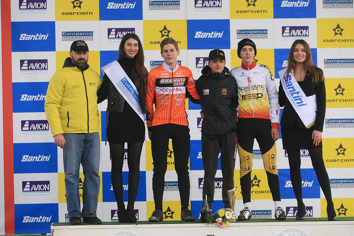 Il podio della gara Allievi 1° anno del Gp Guerciotti (foto Fabiano Ghilardi)