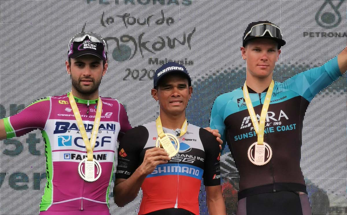 Il podio della settima tappa del Tour de Langkawi