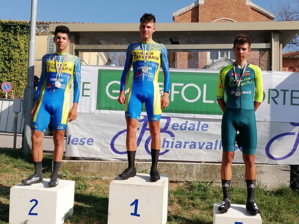 Il podio della crono Juniores di Camerata Picena