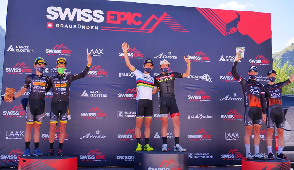 Il podio della terza tappa della Swiss Epic 2020