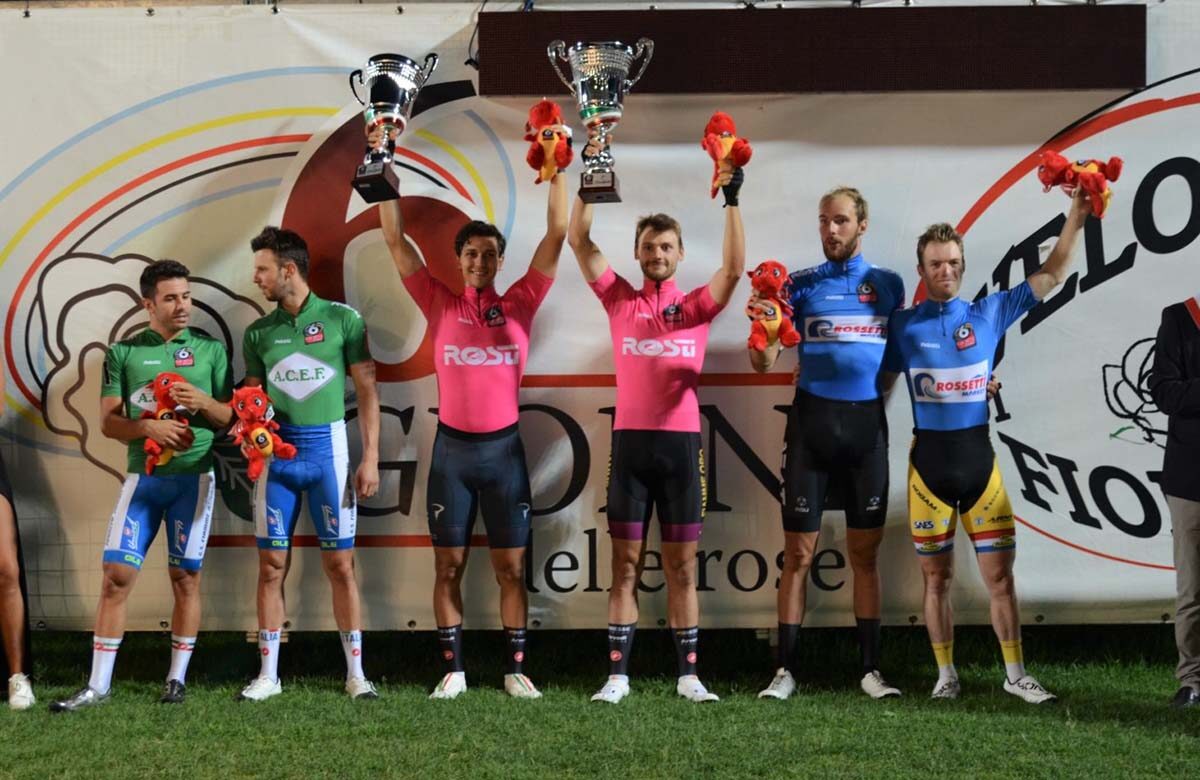 Il podio finale della 6 Giorni delle Rose 2020 vinta da Davide Plebani e Stefano Moro