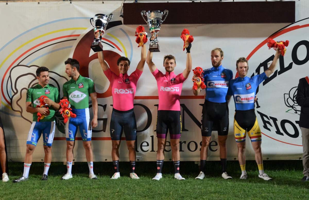 Il podio finale della 6 Giorni delle Rose 2020 vinta da Davide Plebani e Stefano Moro