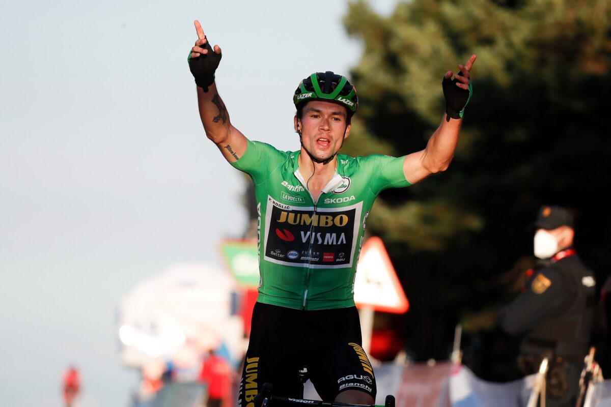 Primoz Roglic vince l'ottava tappa della Vuelta a Espana 2020 (foto Photo Gomez Sport)