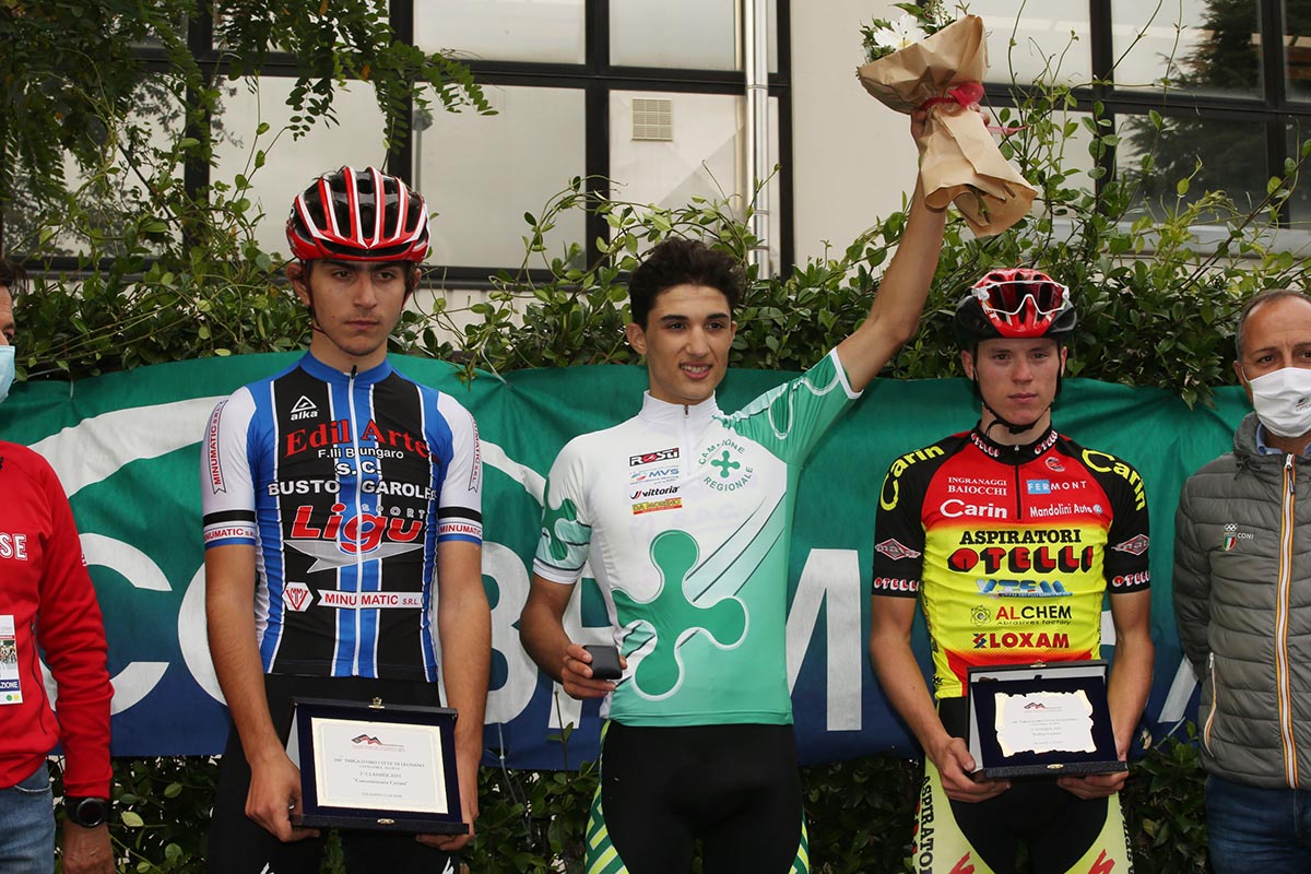 Il podio del Campionato Lombardo Allievi 2020 a Legnano (foto Soncini)