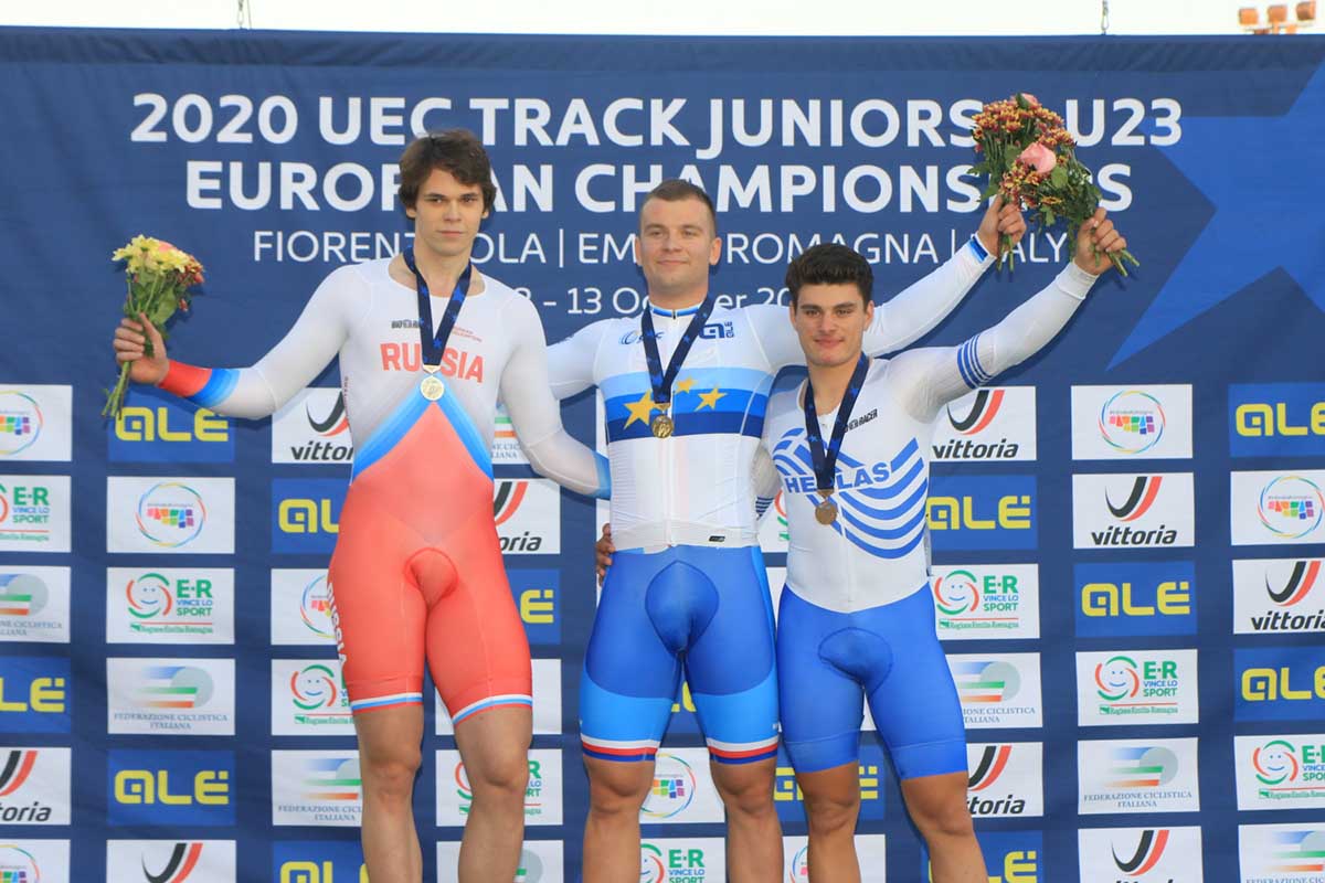 Podio Europeo Velocità Uomini U23 (foto Fabiano Ghilardi)
