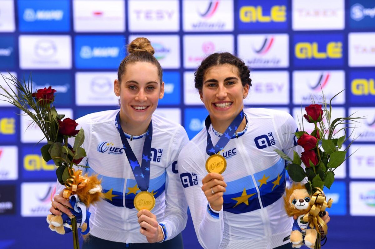 Vittoria Guazzini ed Elisa Balsamo campionesse europee della Madison Donne Elite a Plovdiv (foto BettiniPhoto)