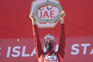 Tadej Pogacar vincitore dell'UAE Tour 2021 (foto LaPresse)