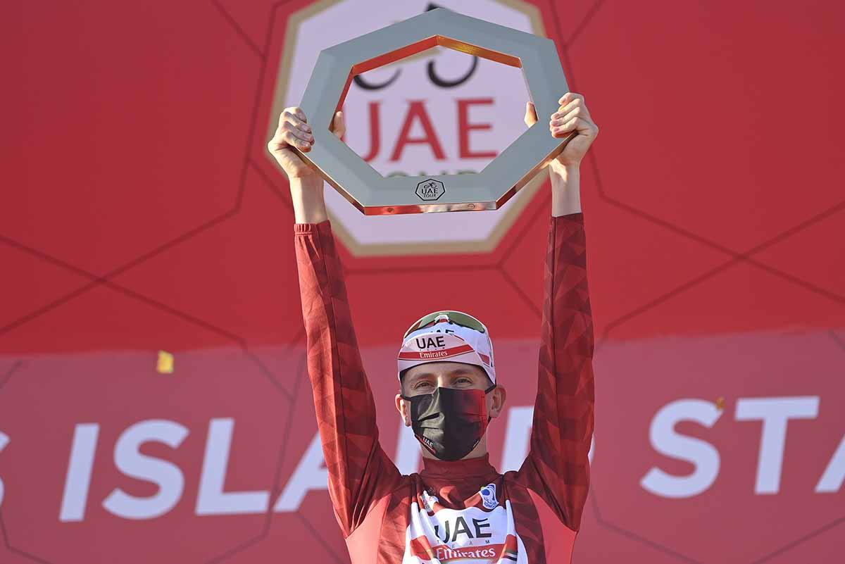 Tadej Pogacar vincitore dell'UAE Tour 2021 (foto LaPresse)
