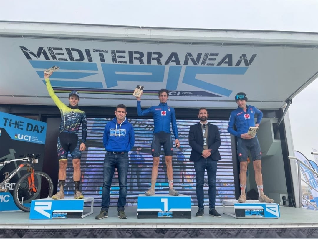 Il podio della seconda tappa della Mediterranean Epic vinta da Daniele Braidot