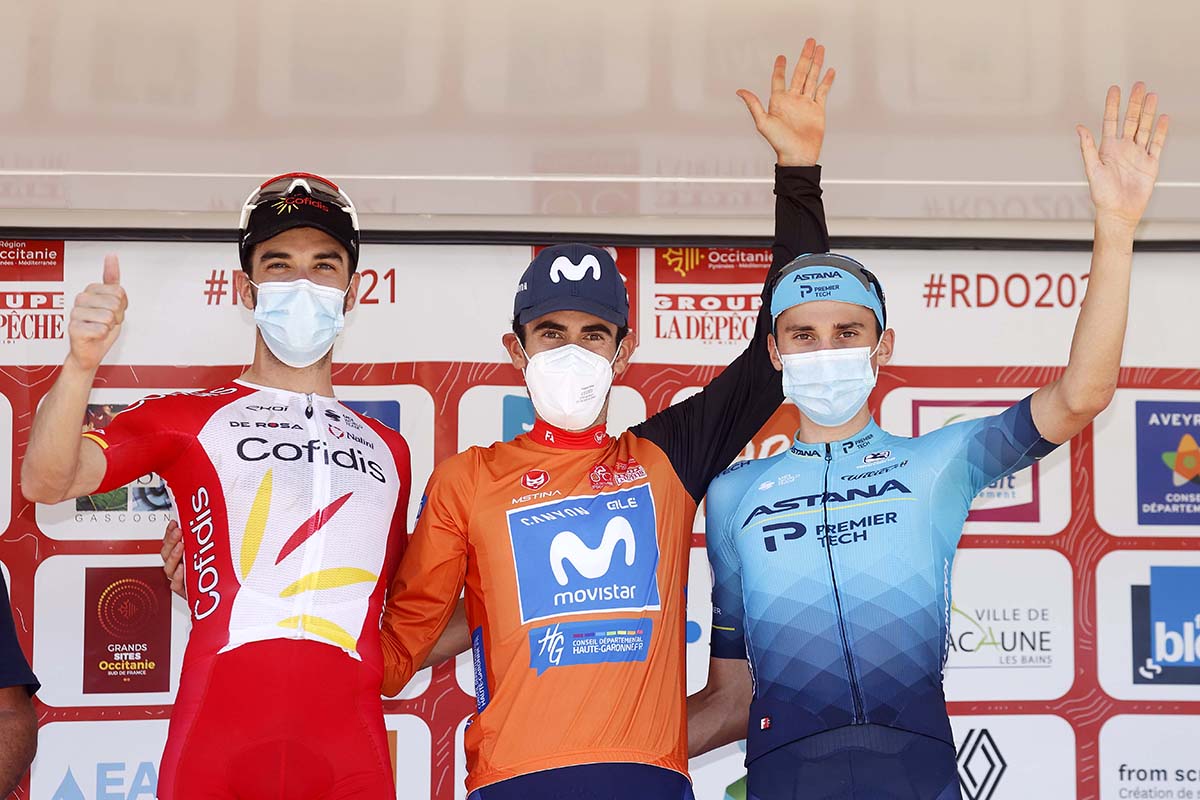 Antonio Pedrero vincitore della Route de Occitanie 2021, il podio finale (foto Photo Gomez Sport)