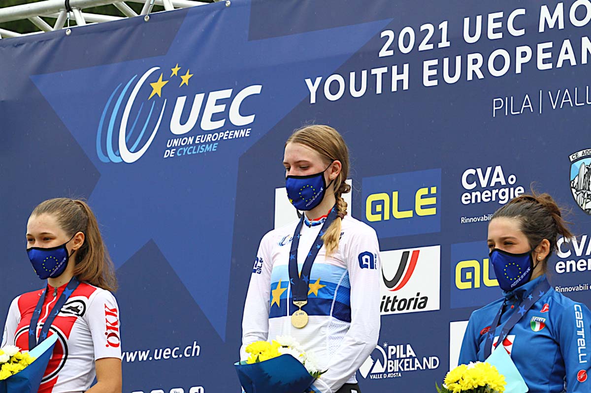 Il podio dell'Europeo Giovanile MTB di Pila Donne U16