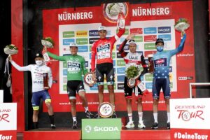 Il podio finale del Deutschland Tour 2021 (foto BettiniPhoto)