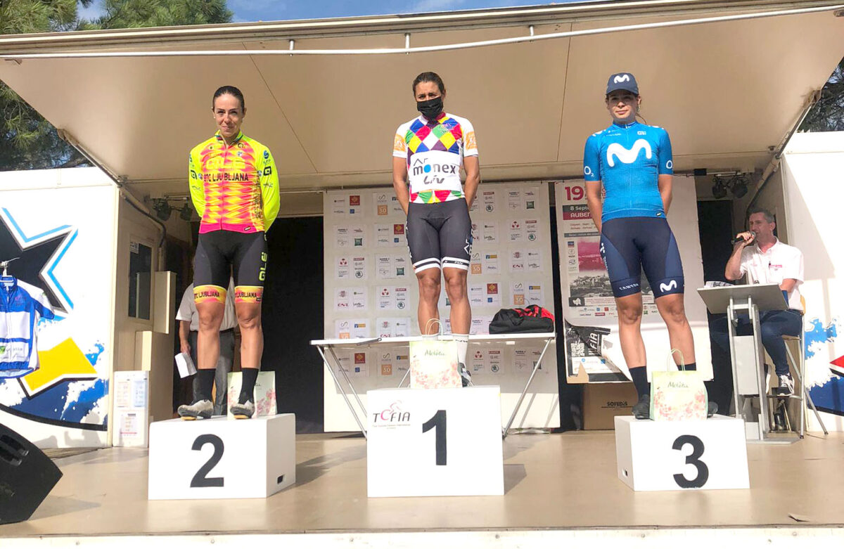 Il podio della prima tappa del Tour de l'Ardeche 2021