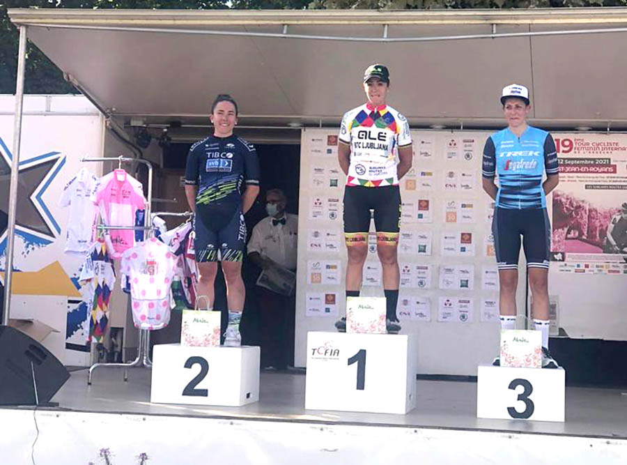 Il podio della quinta tappa del Tour de l'Ardeche vinta da Marta Bastianelli