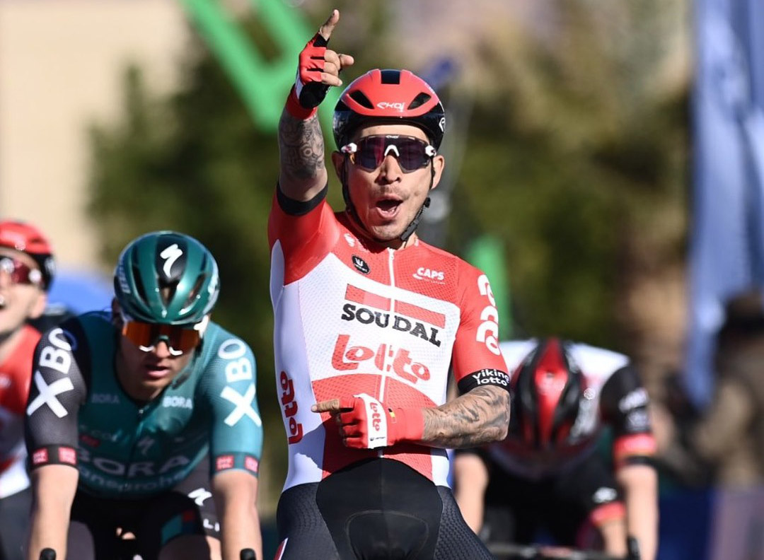 Caleb Ewan vince la prima tappa del Saudi Tour 2022 (foto A.S.O. / Alex Broadway)