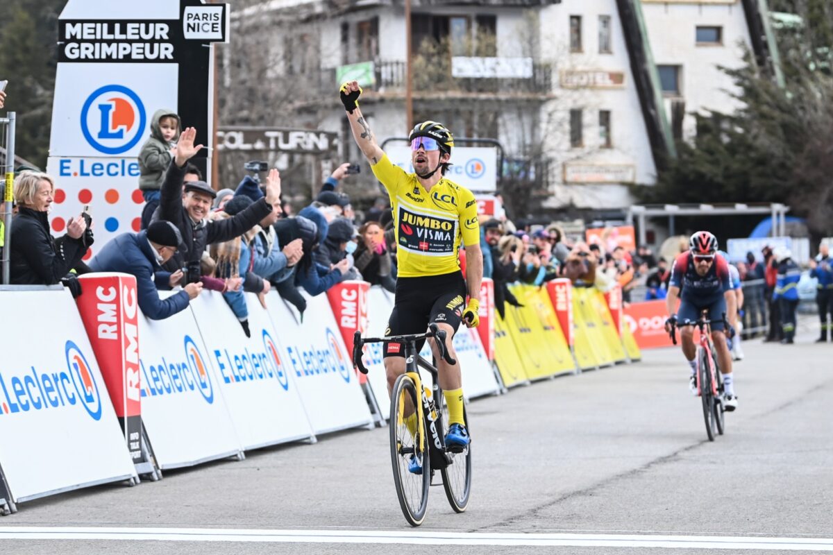 Primoz Roglic vince al Col de Turini la settima tappa della Parigi-Nizza 2022 (foto ASO / Alex Broadway)