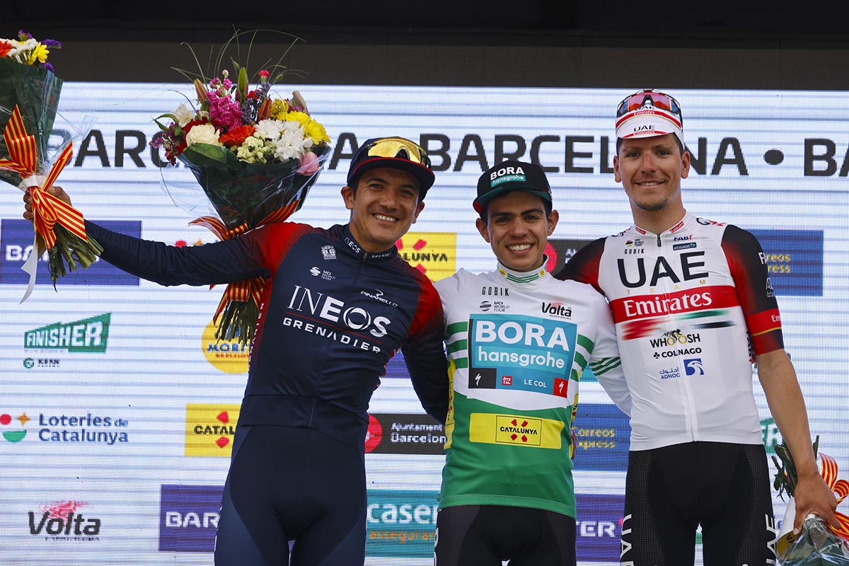 Il podio finale della Volta a Catalunya 2022 (foto SprintCyclingAgency)