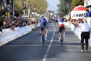 L'arrivo della quinta tappa Settimana Internazionale Coppi e Bartali 2022 (foto SprintCyclingAgency)