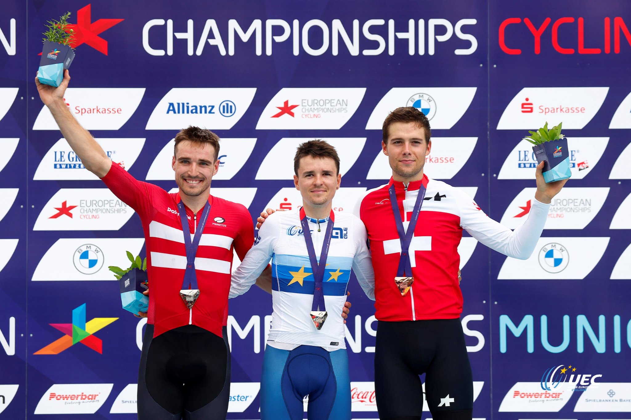 Il podio del Campionato Europeo MTB Monaco 2022 (foto UEC/Sprint Cycling Agency)