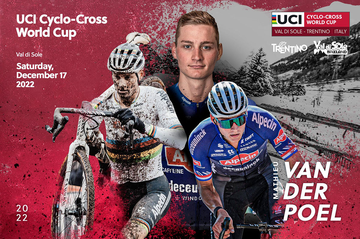 Mathieu Van der Poel al via della prova di Coppa del Mondo CX in Val di Sole