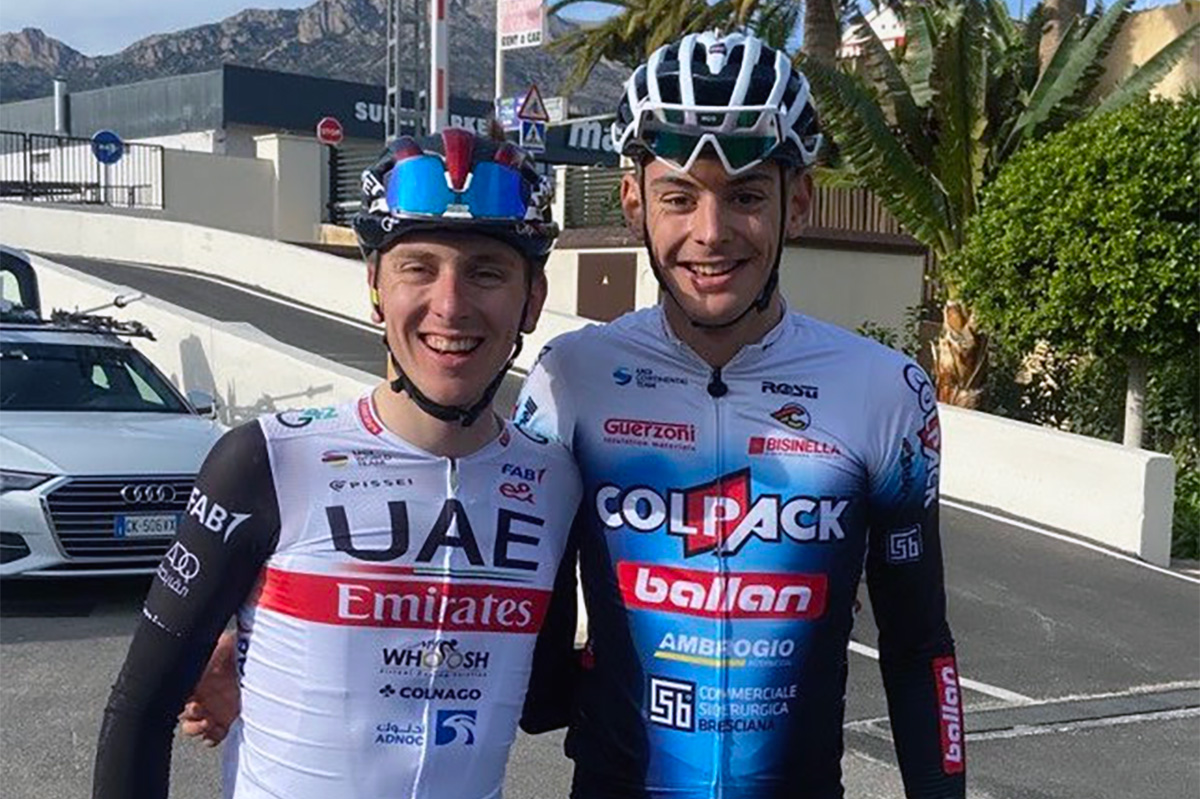 Alessandro Romele con Tadej Pogacar