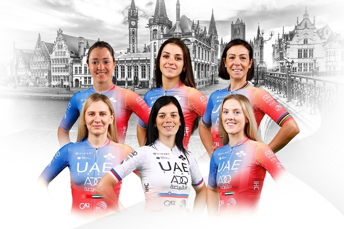 Line up UAE Team ADQ per la Omloop Het Nieuwsblad