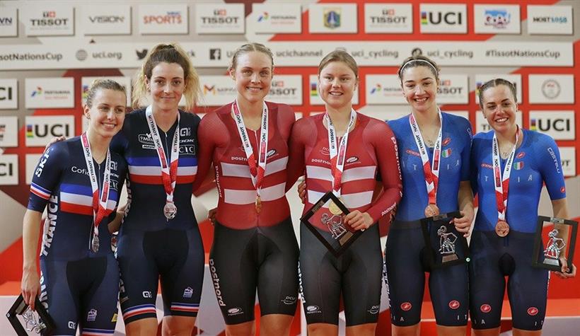 Silvia Zanardi e Martina Fidanza sul podio della madison a Jakarta