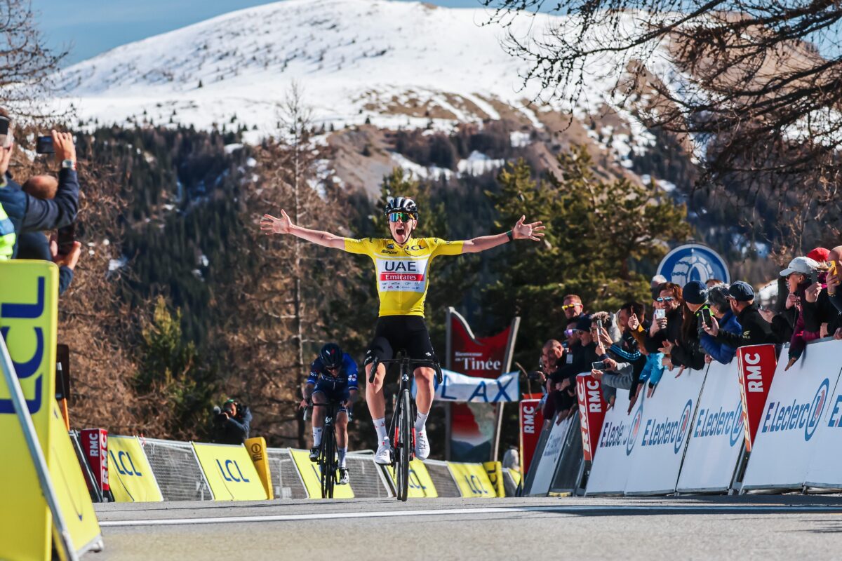 Tadej Pogacar vince la settima tappa della Parigi-Nizza 2023 (foto A.S.O. / Aurélien Vialatte)