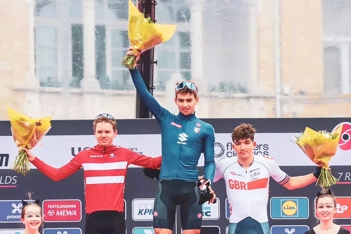 Thomas Capra sul podio della Gand-Wevelgem 2023 - credit Gand-Wevelgem