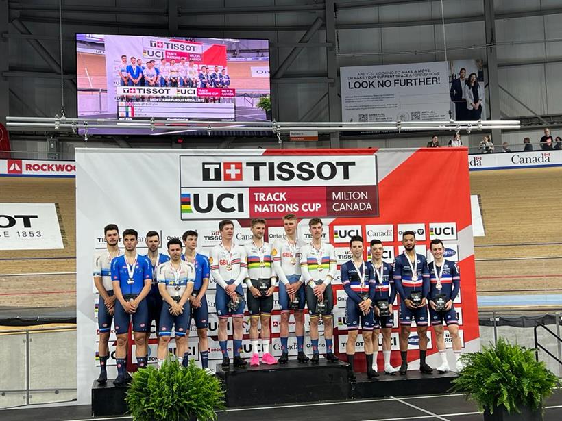 Track Nations Cup - il podio dell'inseguimento maschile a Milton
