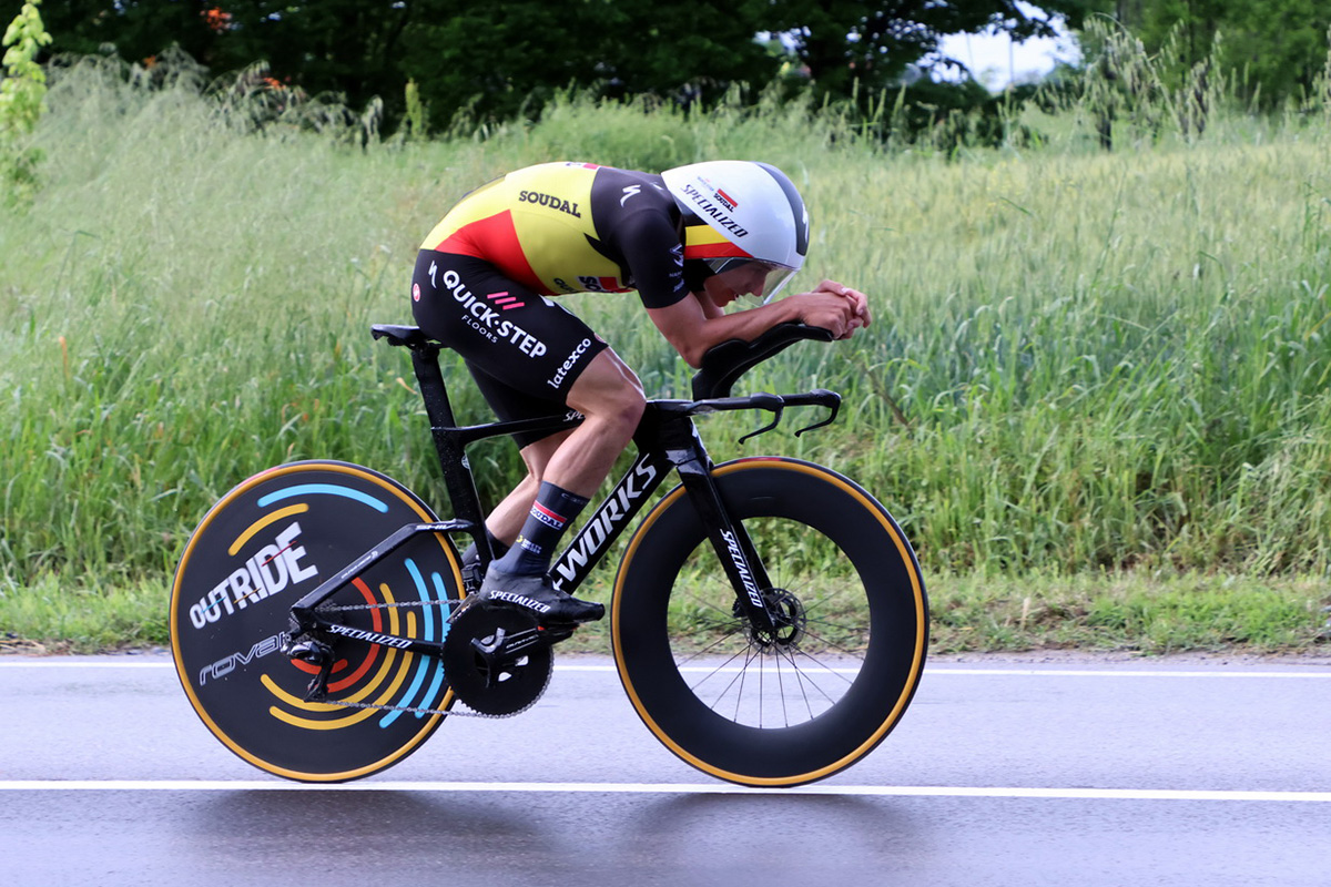 Remco Evenepoel in azione nella crono di Cesena - credit Photobicicailotto