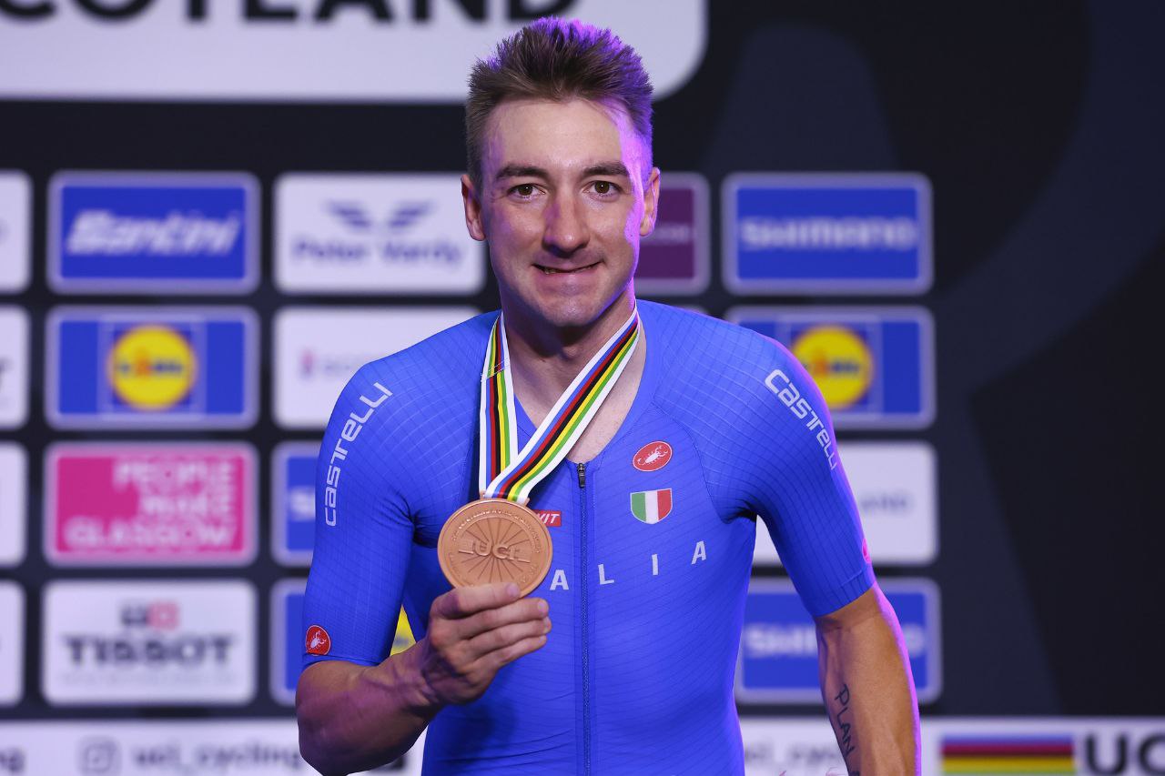 Elia Viviani medaglia di bronzo nell'eliminazione ai mondiali di Glasgow - credit Sprint Cycling Agency