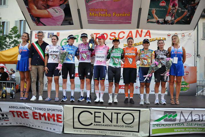 Franciska Brausse e le altre leader delle classifiche dopo la prima tappa del Giro di Toscana Femminile