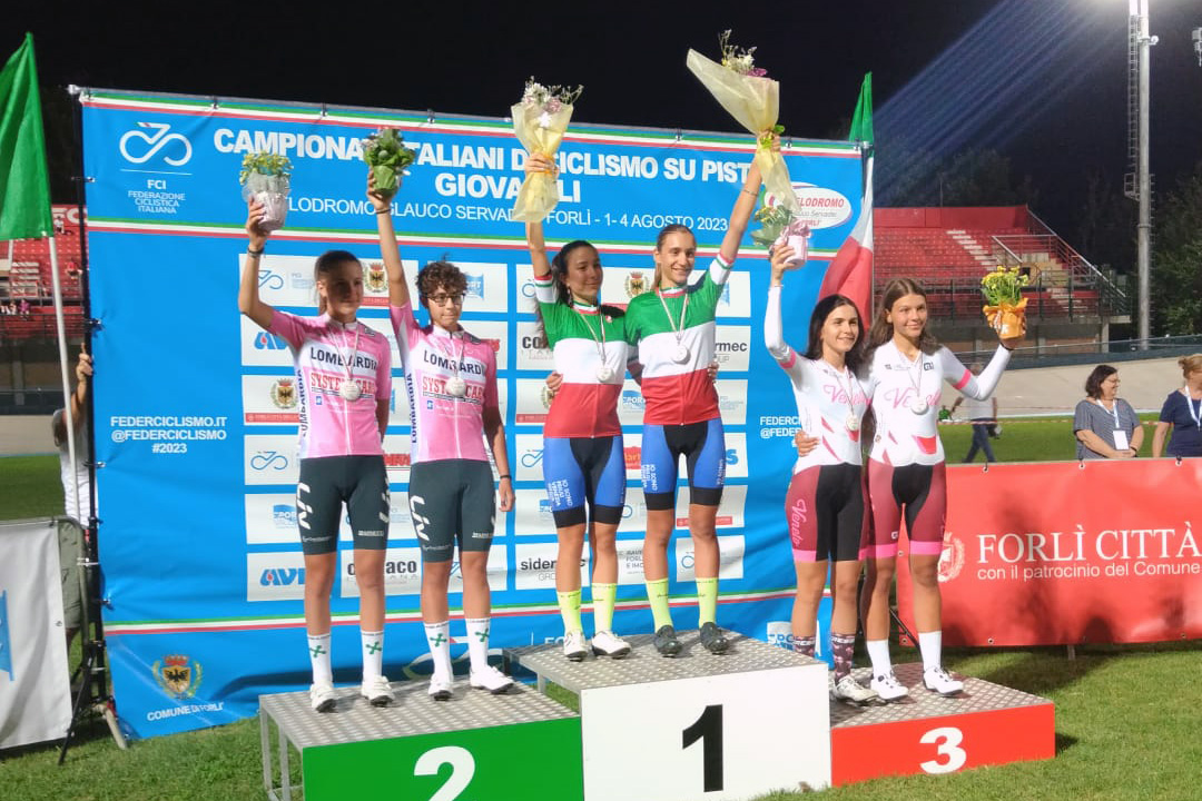 Italiani giovanili pista 2023. Il podio della madison donne esordienti